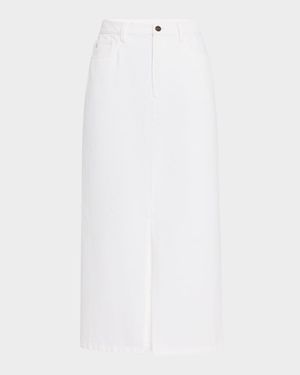 Front-Slit Cotton Midi Skirt