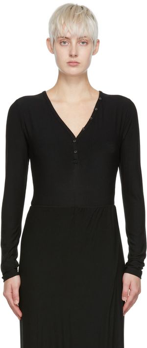 determ; Black Rayon Bodysuit
