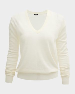 Cashair Cashmere V-Neck Long-Sleeve Shirt