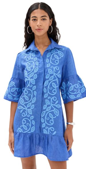 Temptation Positano Enza Embroidered Midi Dress Blue XS