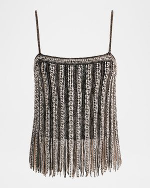 Chi Embellished Fringe Top