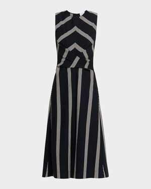 Theo Stripe Ponte Midi Dress