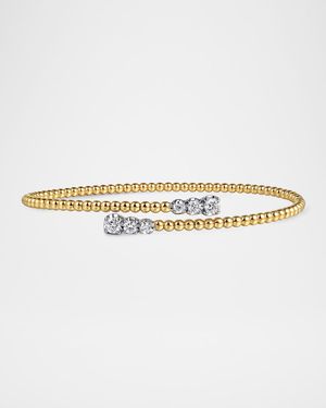 14K White and Yellow Gold Bujukan Graduating Diamond Bypass Bangle