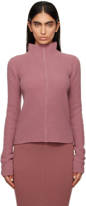Rick Owens Pink Porterville Headon DBL Lupetto Turtleneck