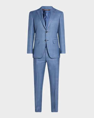 Men's Wool-Silk Windowpane Suit