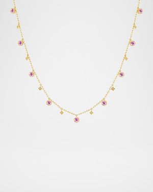 Nebula Star Charm Necklace in 18K Yellow Gold with Diamonds and Sapphires