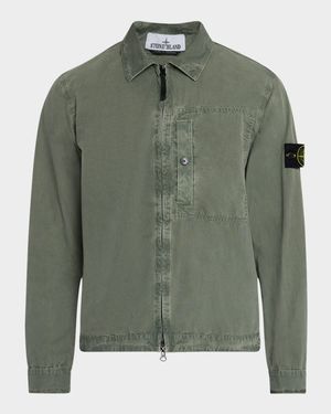 Men's Worn-Effect Zip Overshirt