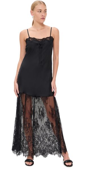 Show Me Your Mumu Celine Dress Black Luxe Satin M