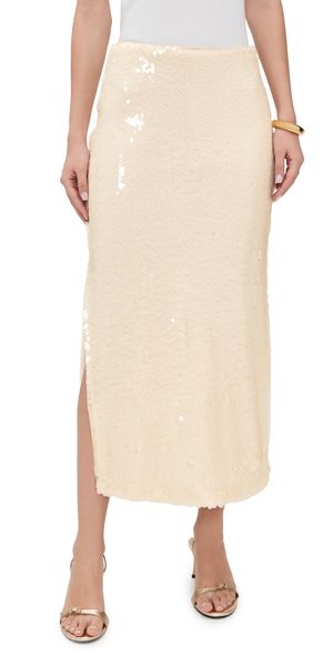 endless rose Sequins Midi Skirt Ivory S