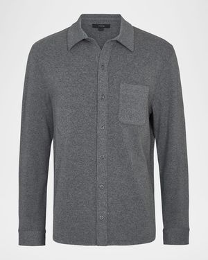 Men's Knit Cotton-Blend Button-Down Shirt