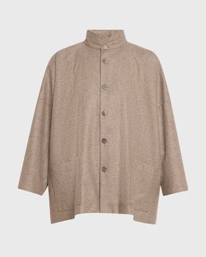 Wide Longer-Back Double Stand Collar Jacket (Long Length)