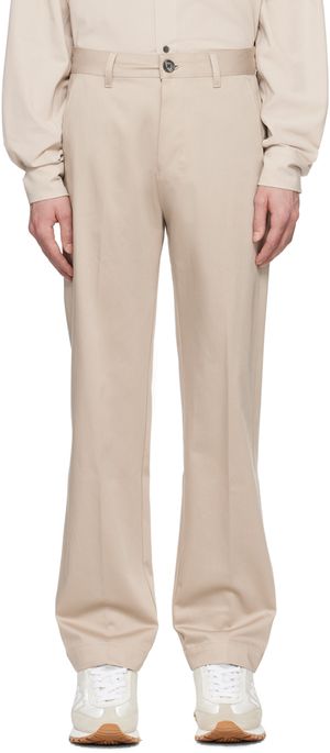 AMI Paris Beige Button-Fly Trousers