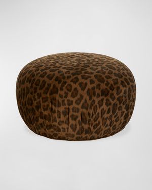 Leopard-Print Velvet Pouf
