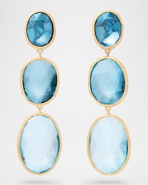 18K Yellow Gold Three-Stone Topaz Earrings