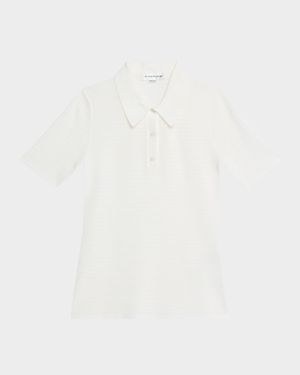 Pointelle Chevron Knit Polo Top