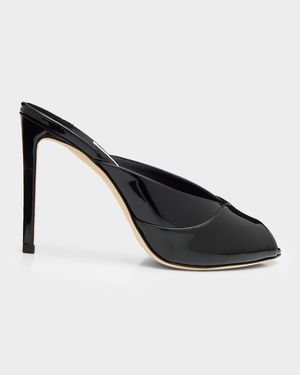 100mm Brigitte Patent Leather Mule Pumps