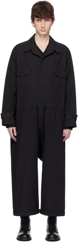 YOHJI YAMAMOTO Black Double Placket Jumpsuit