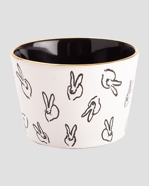 Bunny Bar Bowl White with Black Interior
