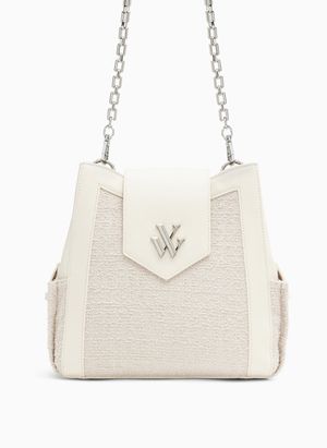 Vanessa Wu - Grand sac bourse en tweed - Taille Unique - Beige