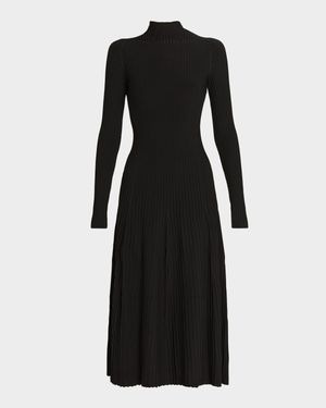 Tabitha Turtleneck Rib Long-Sleeve Maxi Dress