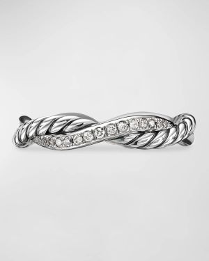 Petite Infinity Twisted Ring with Pave Diamonds