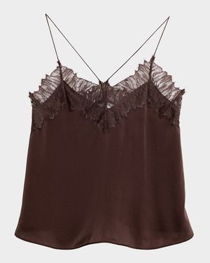 Newin Silk Lace-Trim Cami