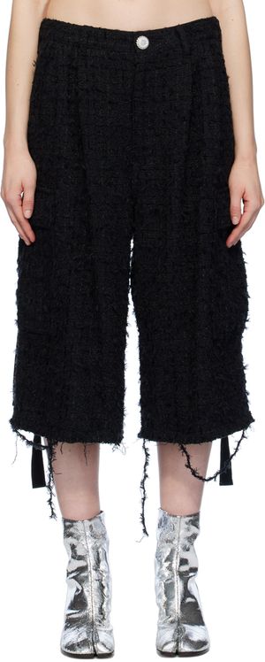 doublet Black Raw Edge Cargo Shorts
