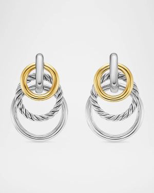 DY Mercer Triple Ring Earrings in Silver with 18K Gold, 35mm