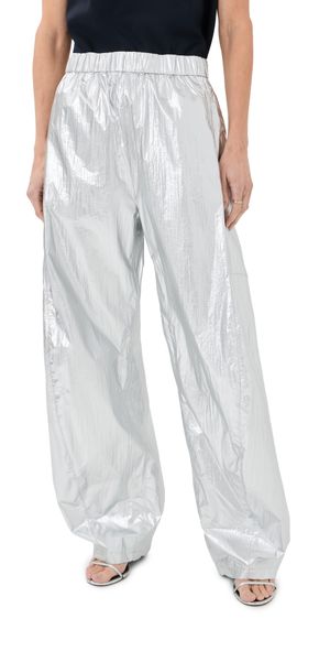 Tibi Silver Metallic Winslow Petite Pants Silver XS