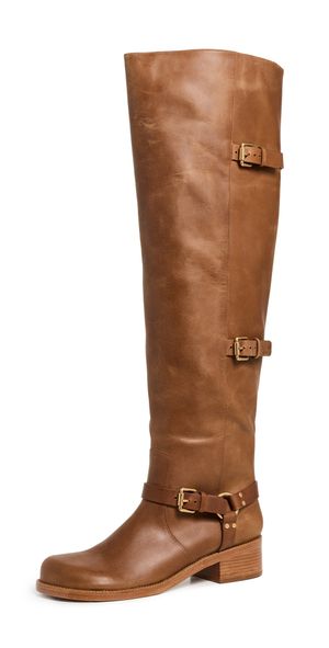 FARM Rio Distressed Leather Over the Knee Boot Walnut 7.5