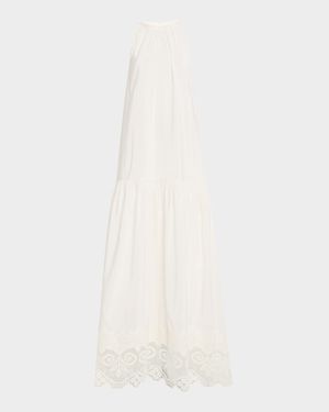 Teri Lace-Trim Halter Maxi Dress