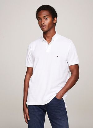 Tommy Hilfiger - Polo en coton biologique mélangé - Taille XL - Blanc