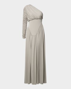 Doutzen Ruched Basque-Waist Jersey Gown