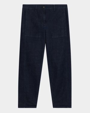 Cropped Stretch Denim Boyfriend Lantern Pants
