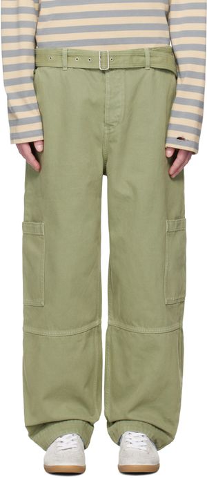 Maison Kitsuné Green Belted Utility Denim Cargo Pants