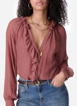 Vanessa Bruno - Blouse fluide à volants - Taille 44 - Rose