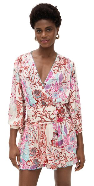Poupette St Barth Colleen Mini Dress Red Geo Fish L