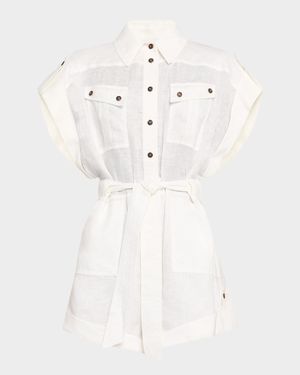 Rhiannon Cuffed Linen Romper