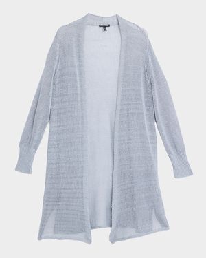Knit Open-Front Long Cardigan