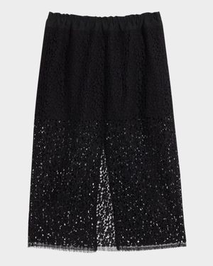 Lace Ruched Midi Skirt