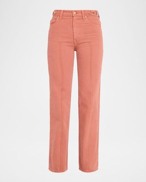 Agatha Pintuck Straight-Leg Jeans