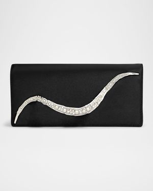 Crystal Curve Recycled Satin Clutch Bag