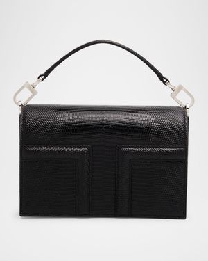 Mini Flap Lizard-Embossed Leather Shoulder Bag