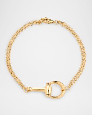 18K Yellow Gold Horsebit Chain Bracelet, Medium