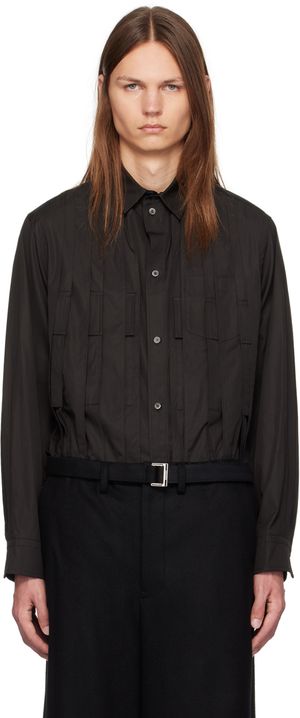 sacai Chemise noire à plis