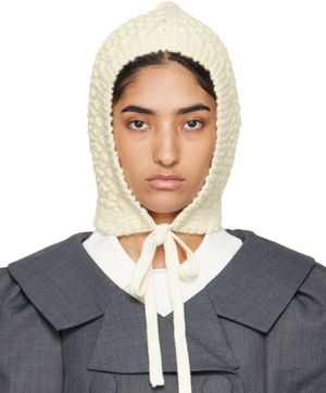 SHUSHU/TONG Off-White Tied Knit Beanie