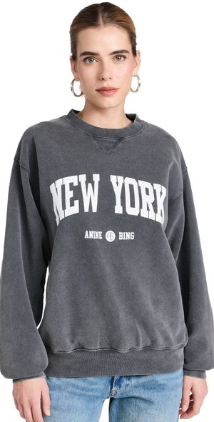 ANINE BING Ramona Sweatshirt University New York Washed Black XS