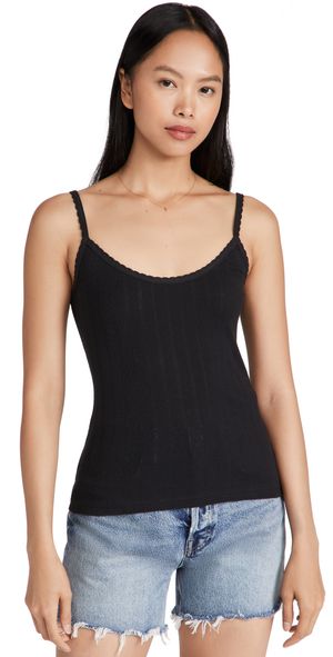 Leset Pointelle Classic Tank Top Black L