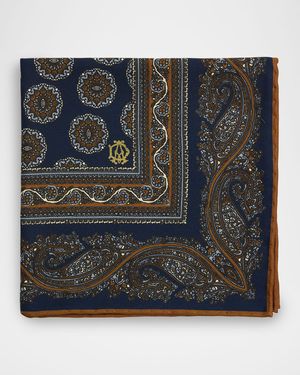 Men's Mulberry Silk Geometric Screenprint Scarf