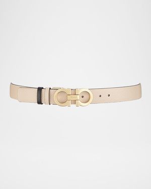 Gancini-Buckle Reversible Leather Belt